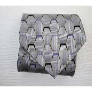 FABIO FAZIO - MEN'S 100% SILK TIE - SILVER GRAY PRINT - HANDMADE